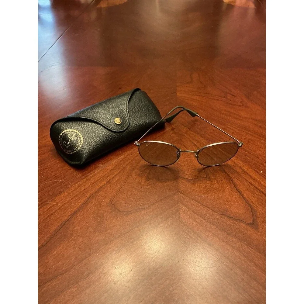 Ray-Ban Round Metal RB3447 Silver Metal Frame Gray Tinted Glass Lens w/ Case 15